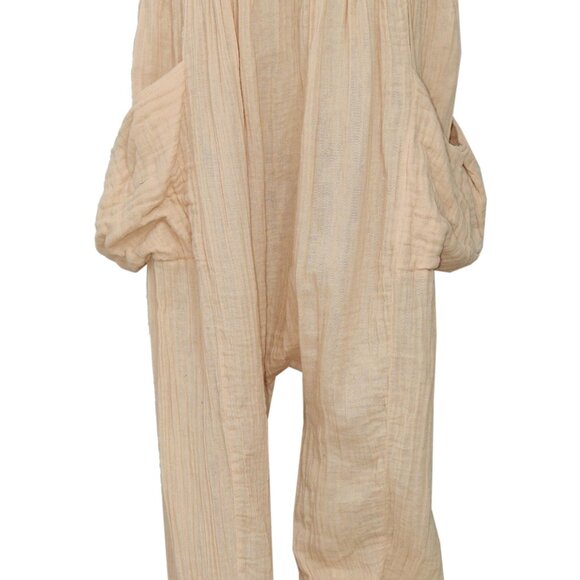 Free People Walk On Fire Pant Pull On Endless Summer Smocked L - Picture 2 of 5